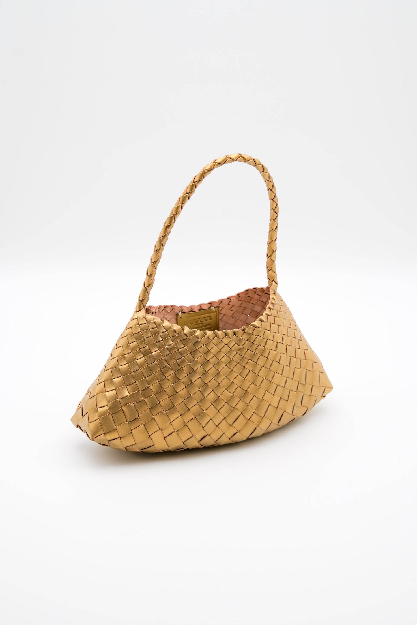 Borsa a tracolla in pelle intrecciata a mano