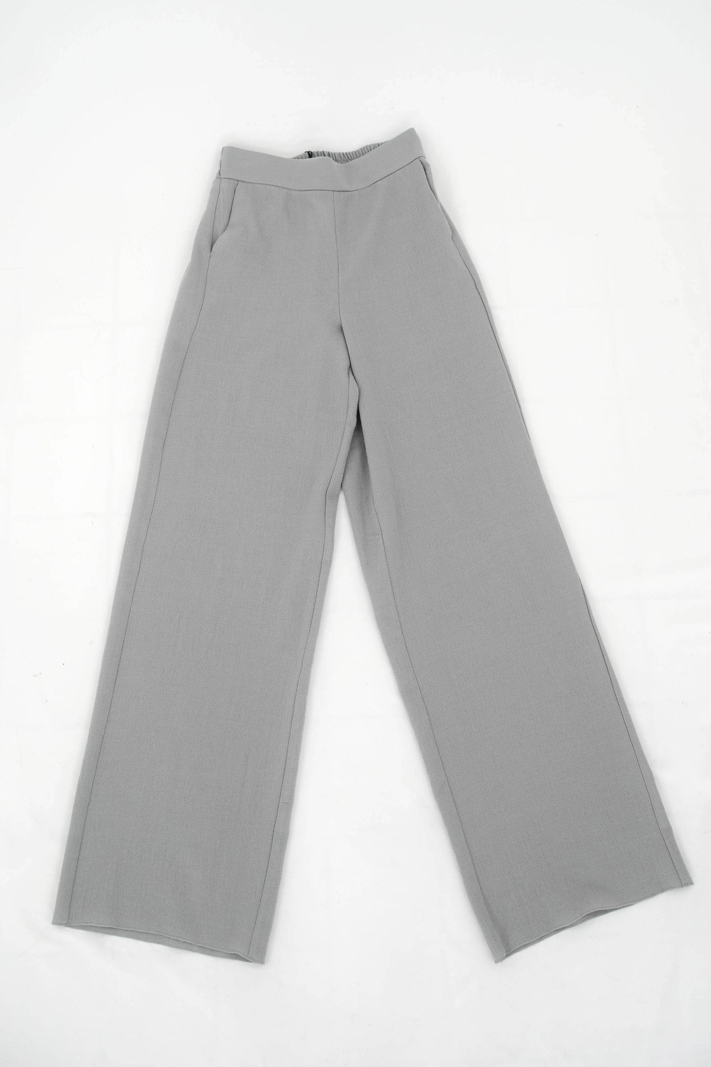 Pantalone a gamba larga mezzo elastico dietro 100% lana
