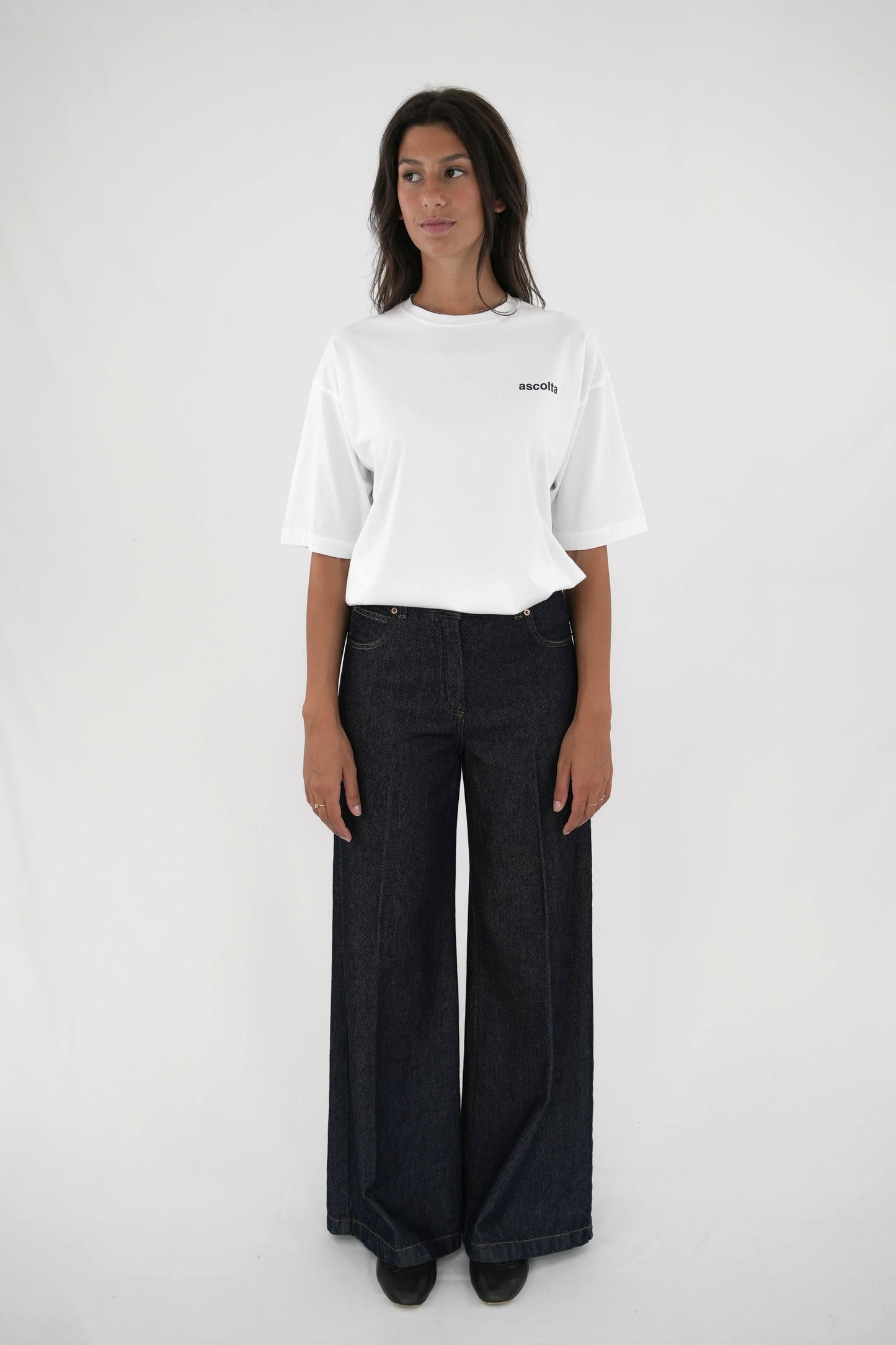 Pantalone palazzo denim 100% cotone