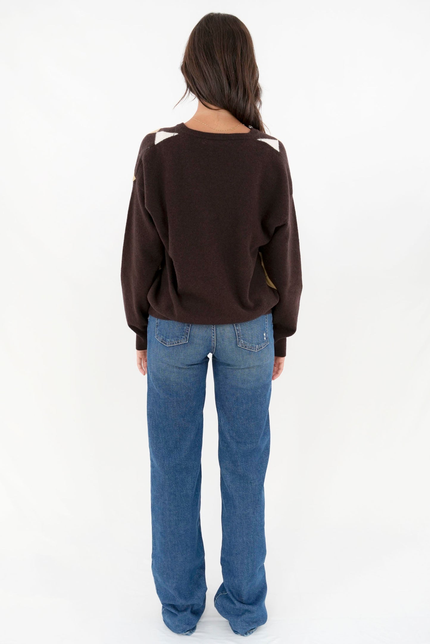 Pullover losanghe scollo a V oversize