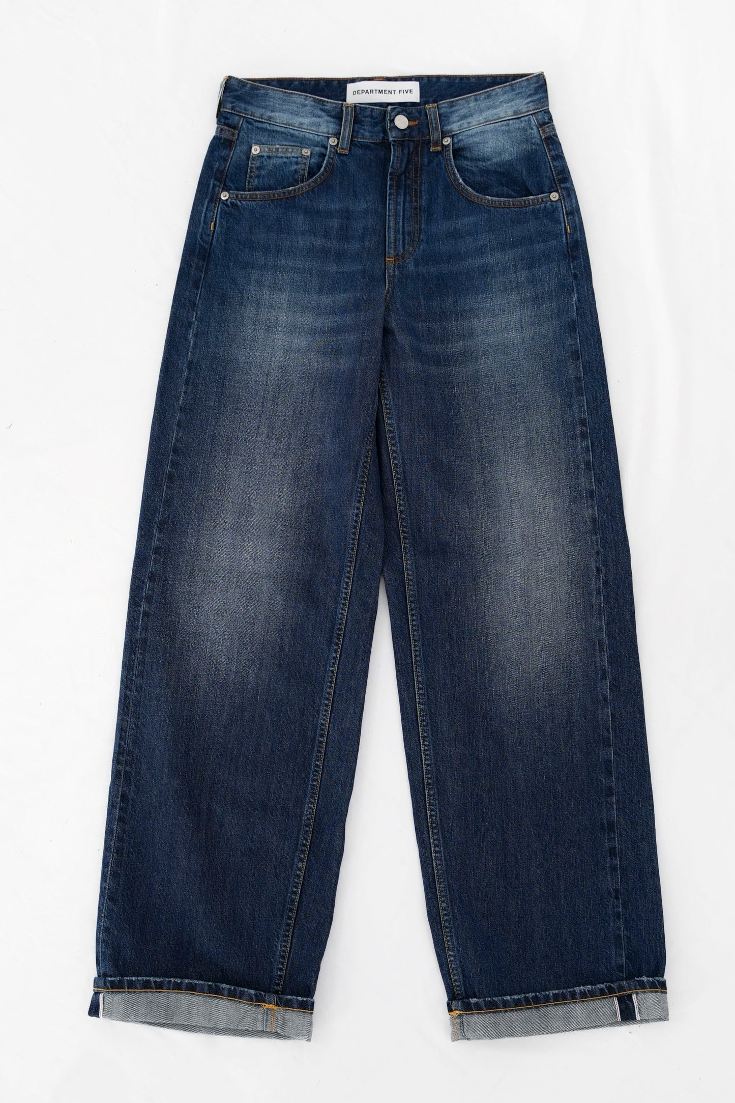 Jeans gamba ampia cimosato lavaggio medio