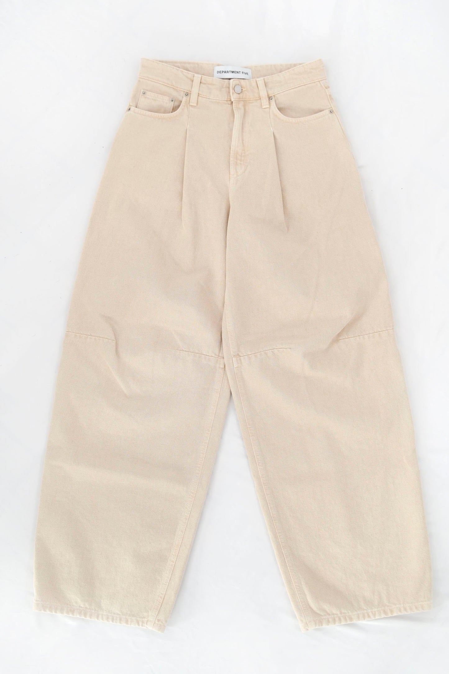 Pantalone in bull di cotone gamba ampia con pences