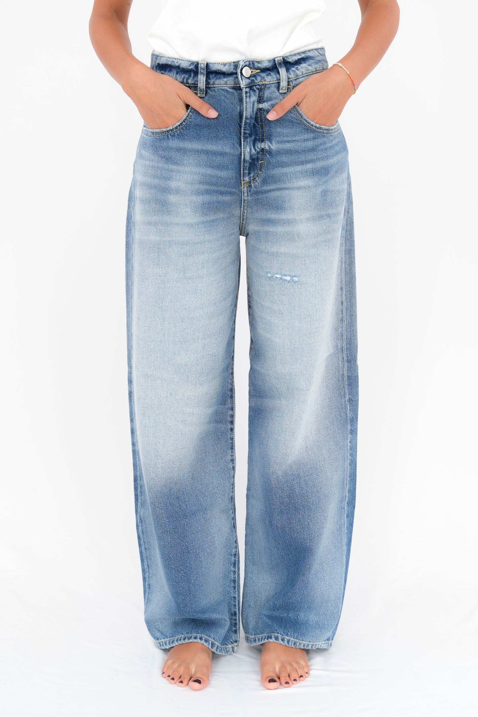 Jeans gamba ampia lavaggio medio chiaro