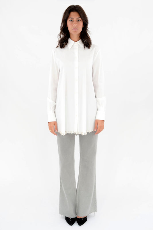 Camicia lunga con applicazioni di svarovsky