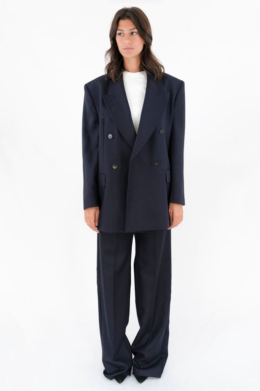 Blazer doppiopetto oversize con impunture