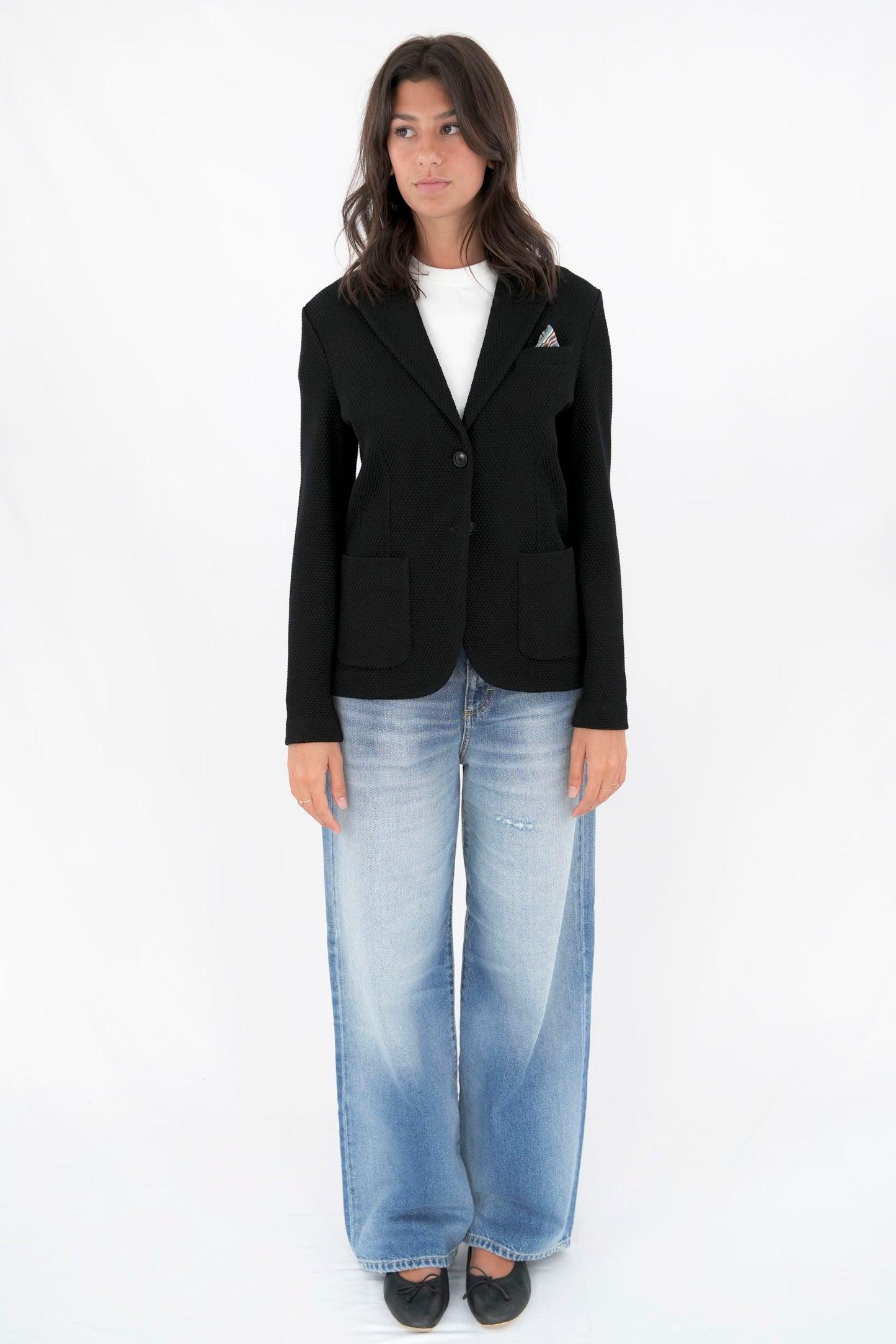 Blazer slim fit tessuto operato