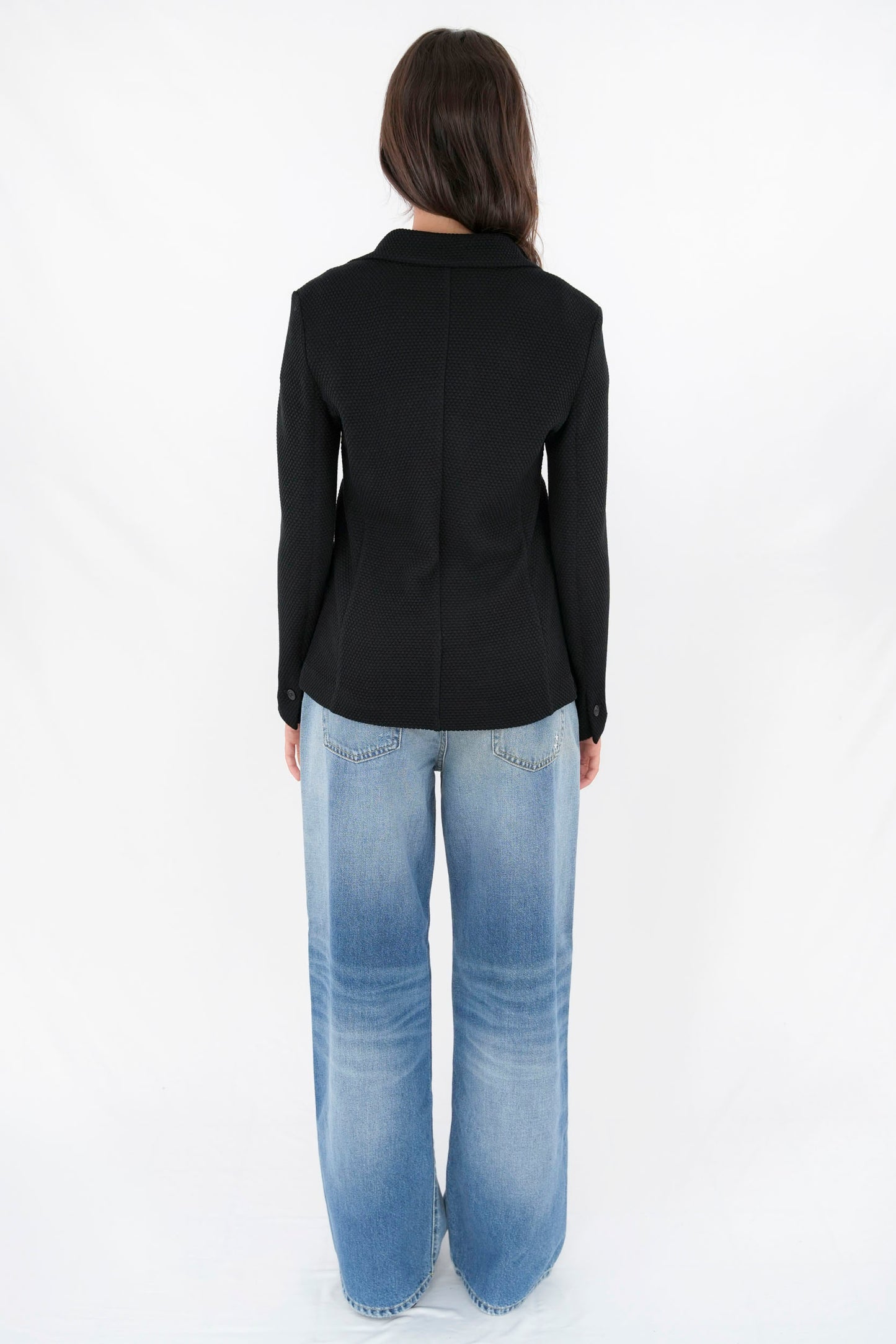 Blazer slim fit tessuto operato