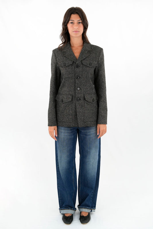 Giacca stile militare in tweed spinato