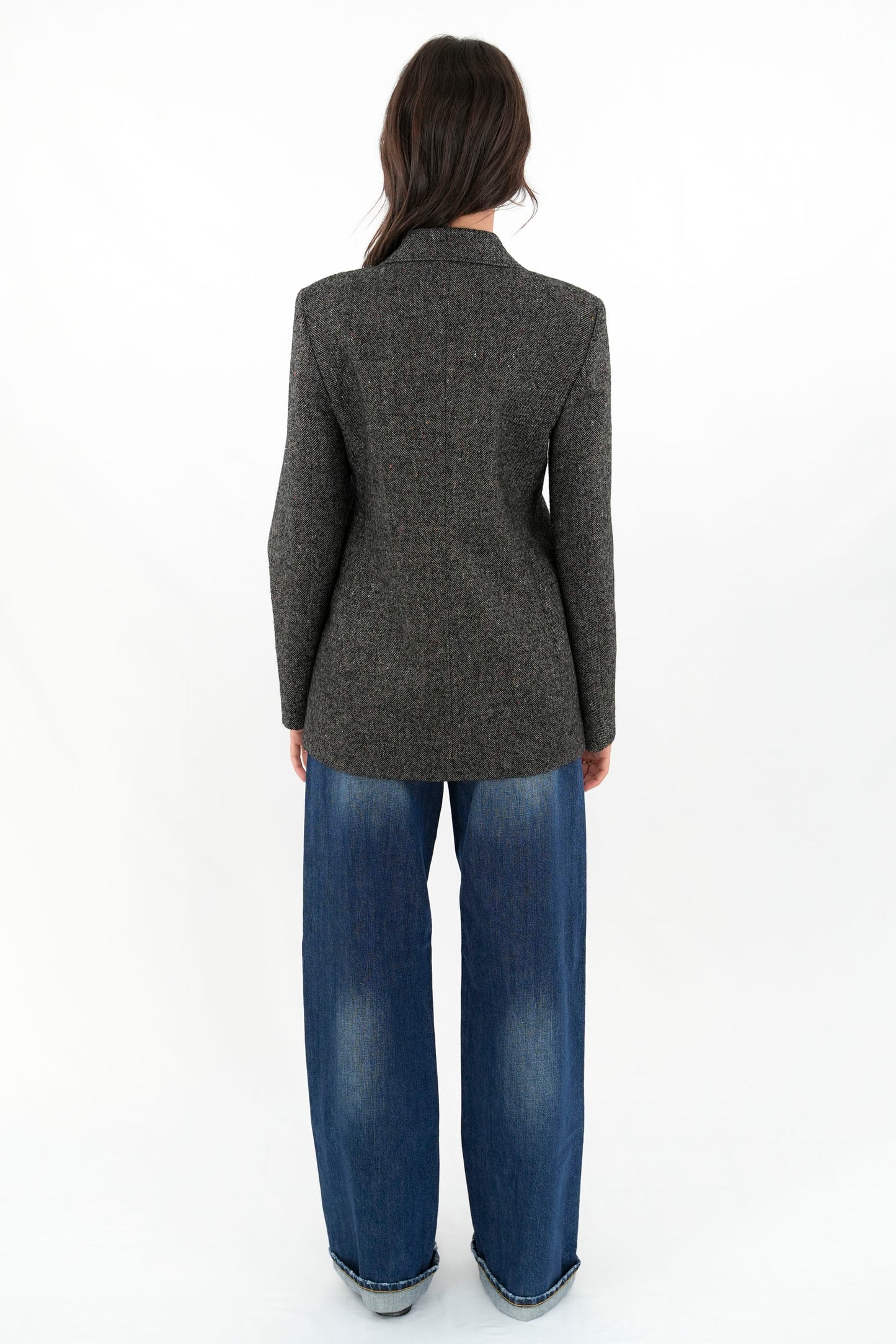 Giacca stile militare in tweed spinato