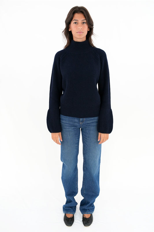 Maglia lupetto costa inglese manica tulipano