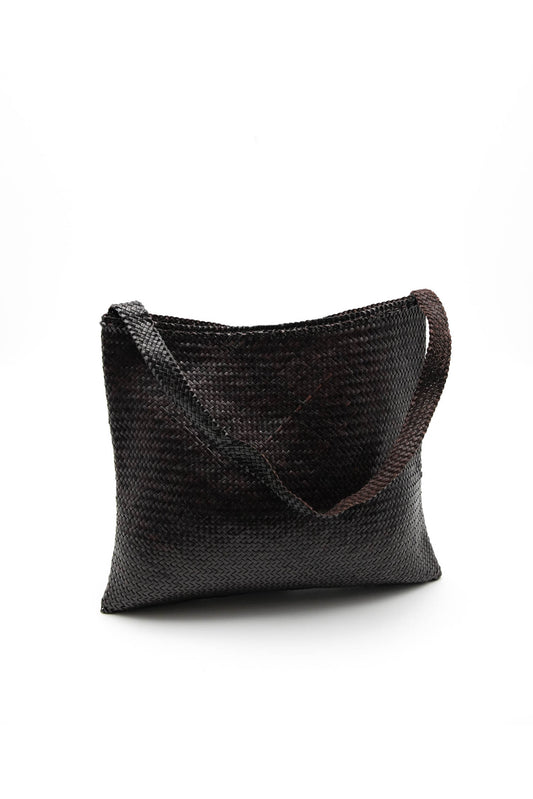 Borsa a tracolla (sacca) in pelle intrecciata a mano