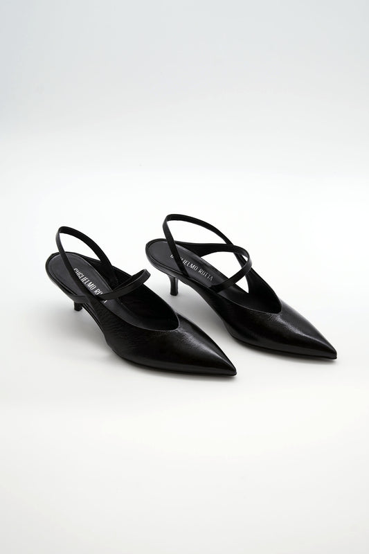 Slingback tacco 6cm in pelle liscia