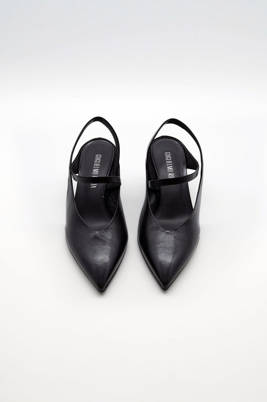 Slingback tacco 6cm in pelle liscia