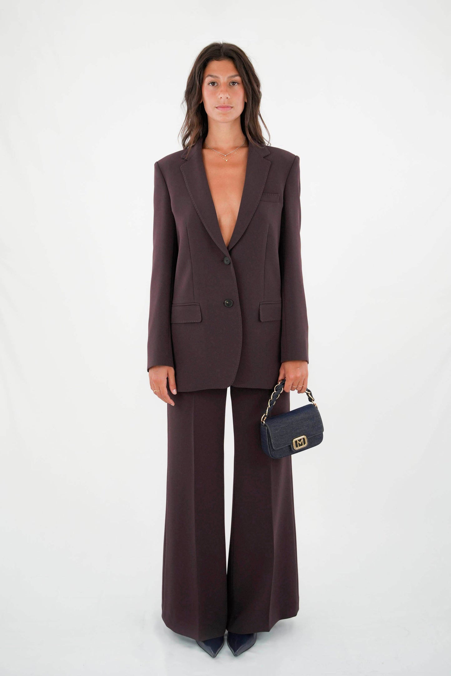 Pantalone palazzo in cady color cacao