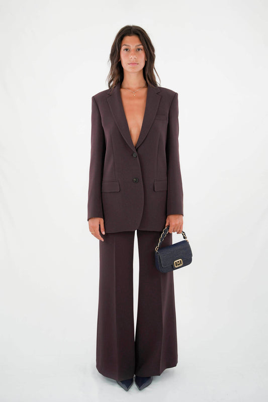 Pantalone palazzo in cady color cacao