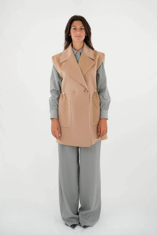 Gilet in misto lana con coulisse