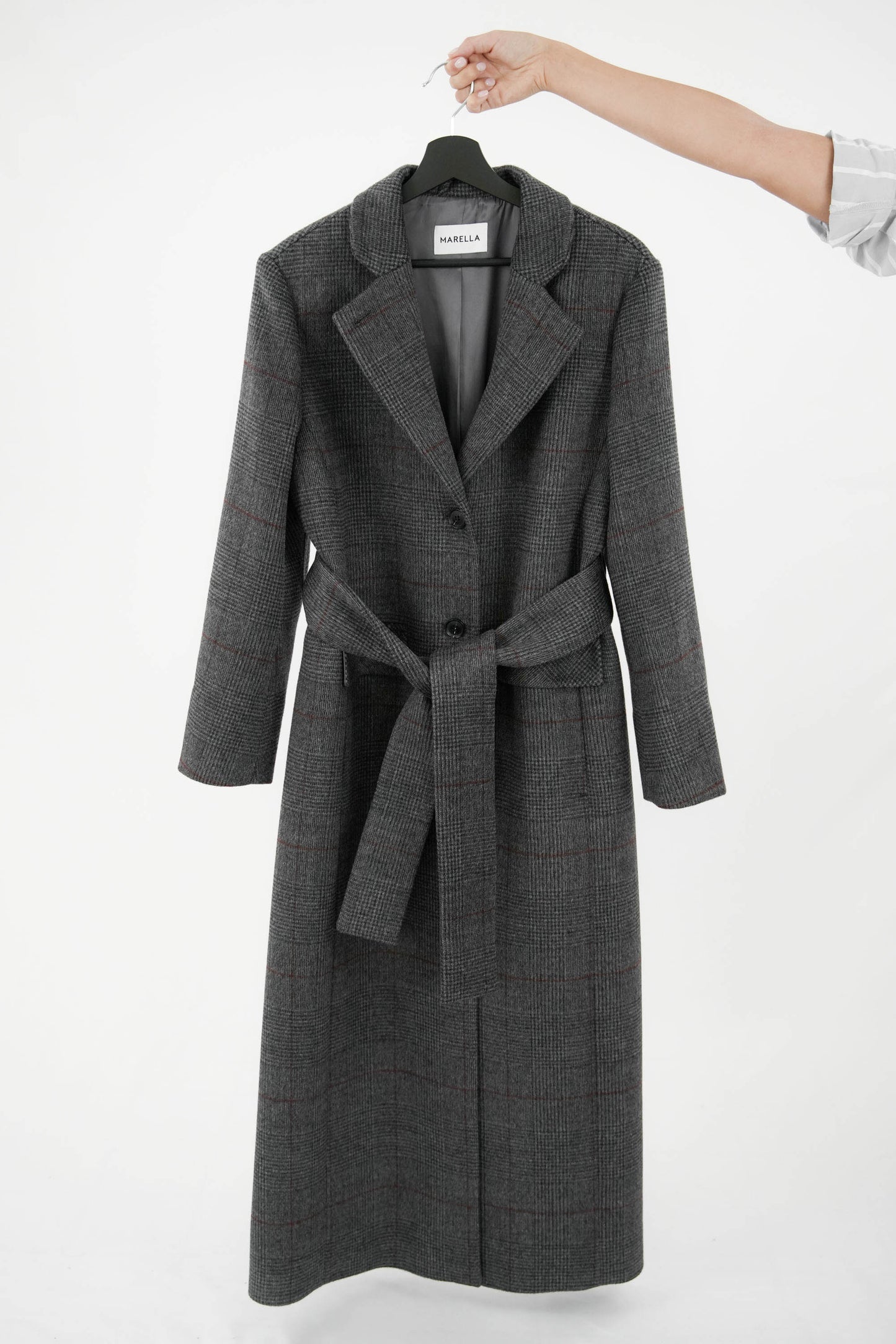 Cappotto lungo in principe di galles 100% lana vergine