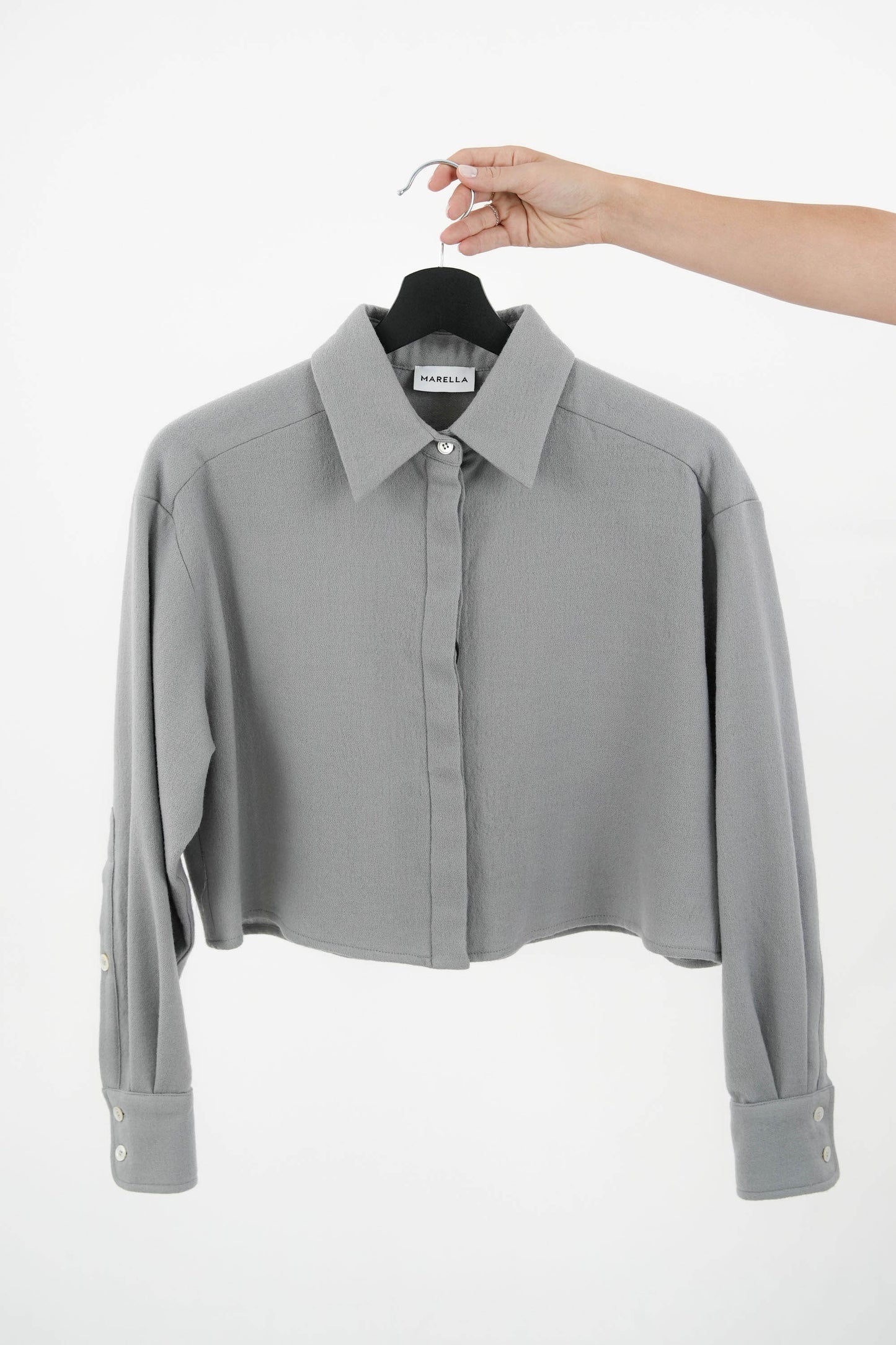 Camicia crop 100% lana