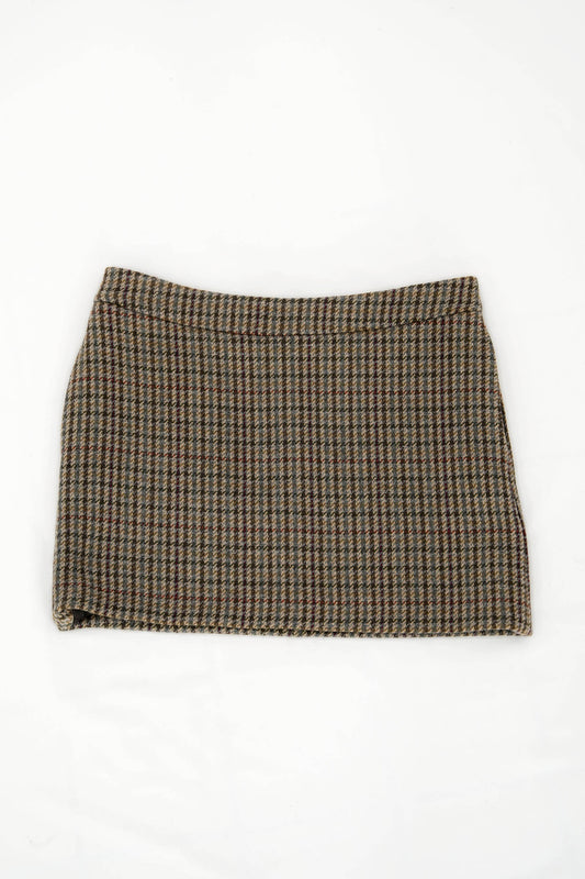 Minigonna in check  misto lana con tasche
