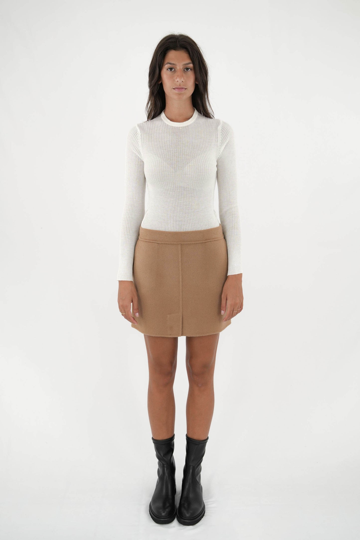 Minigonna cammello 100% lana vergine