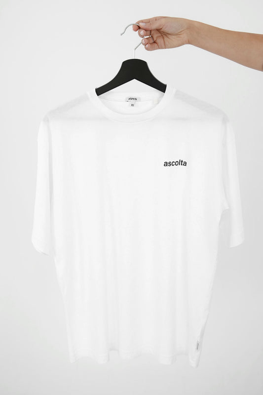 T-shirt bianca con "Ascolta"  100% cotone
