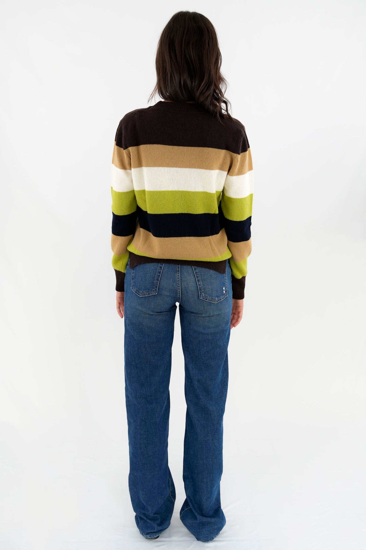 Pullover girocollo a righe multicolor