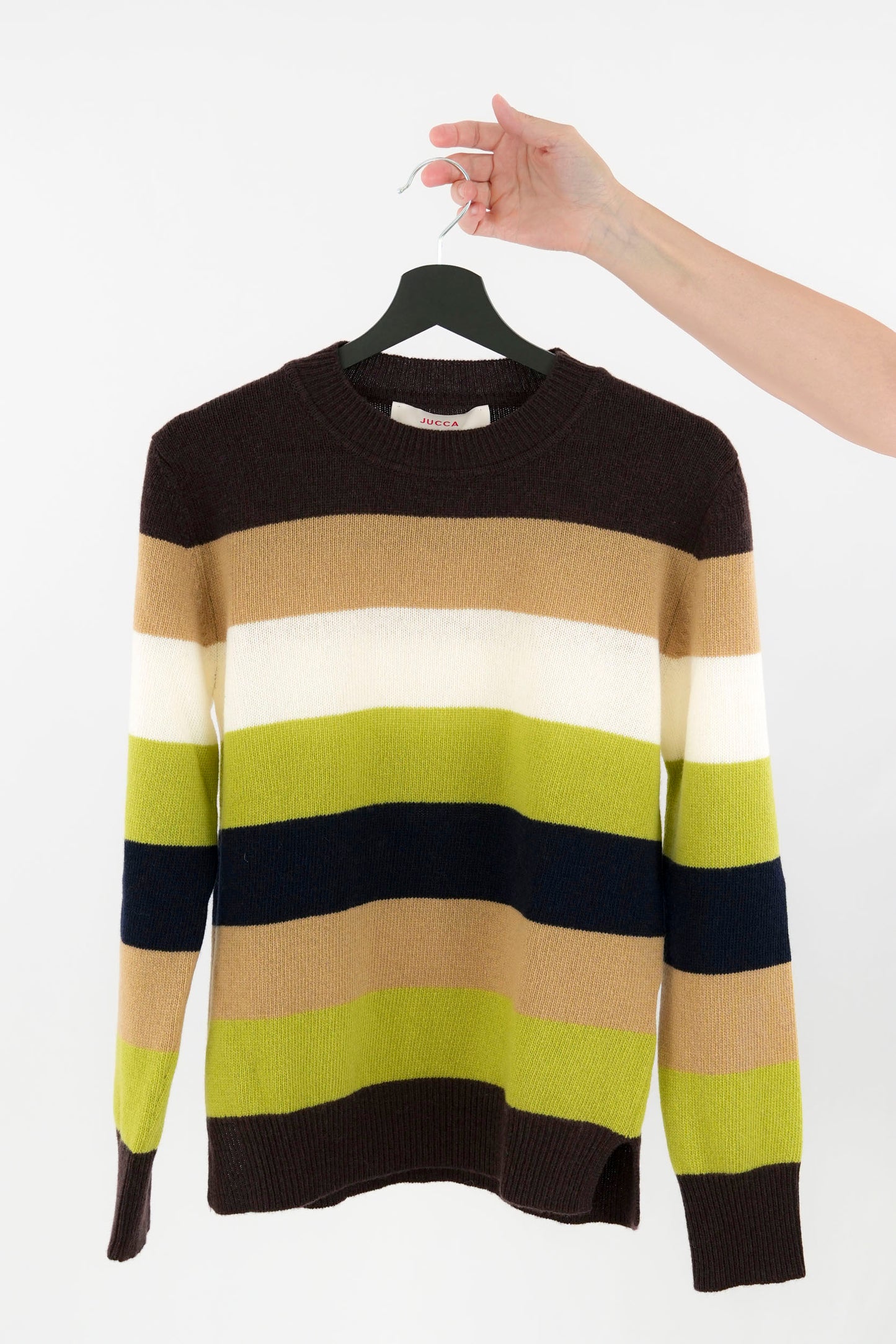 Pullover girocollo a righe multicolor