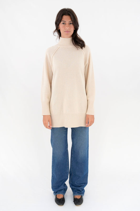 Long pullover mezzo collo