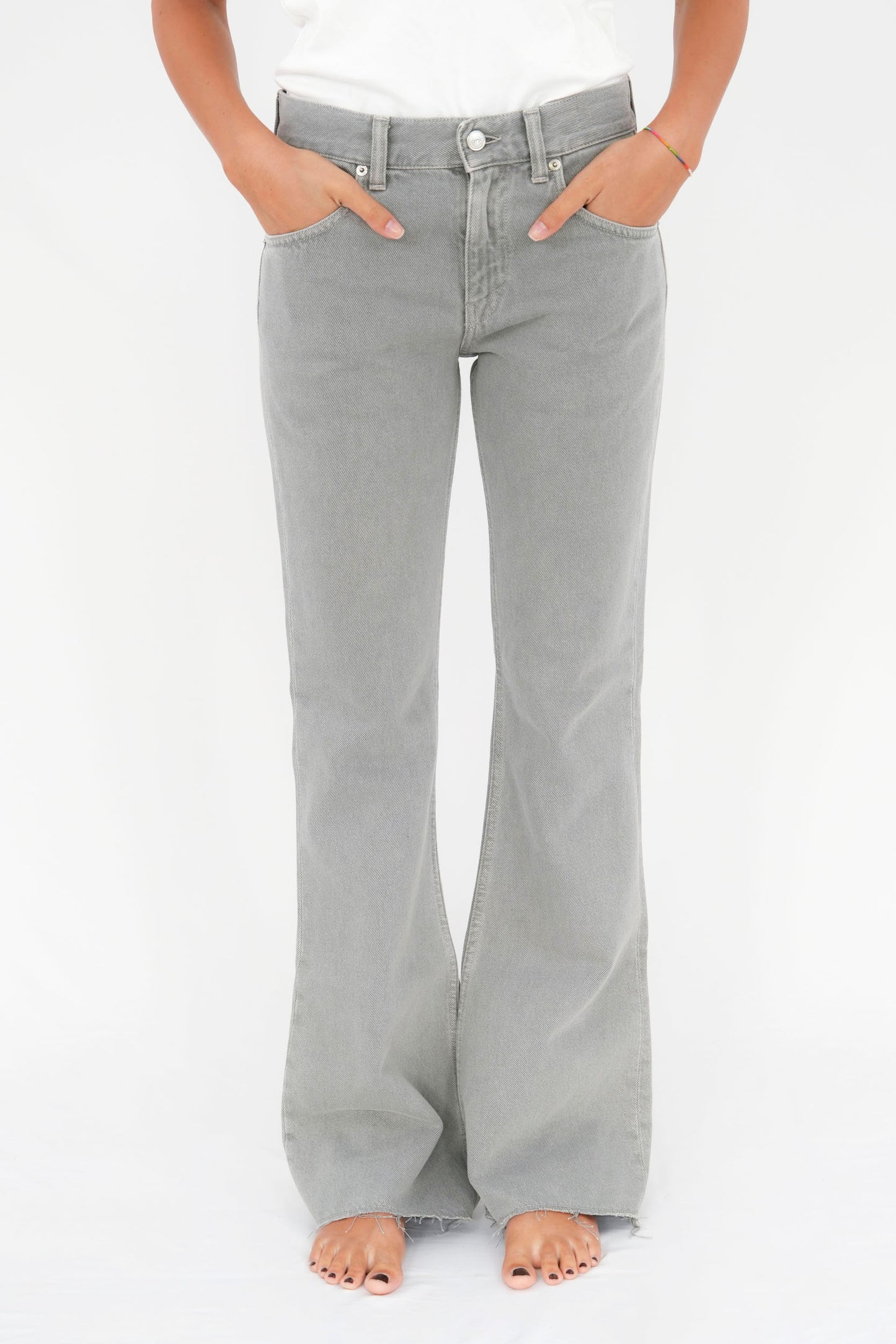 Pantalone bootcut in bull di cotone