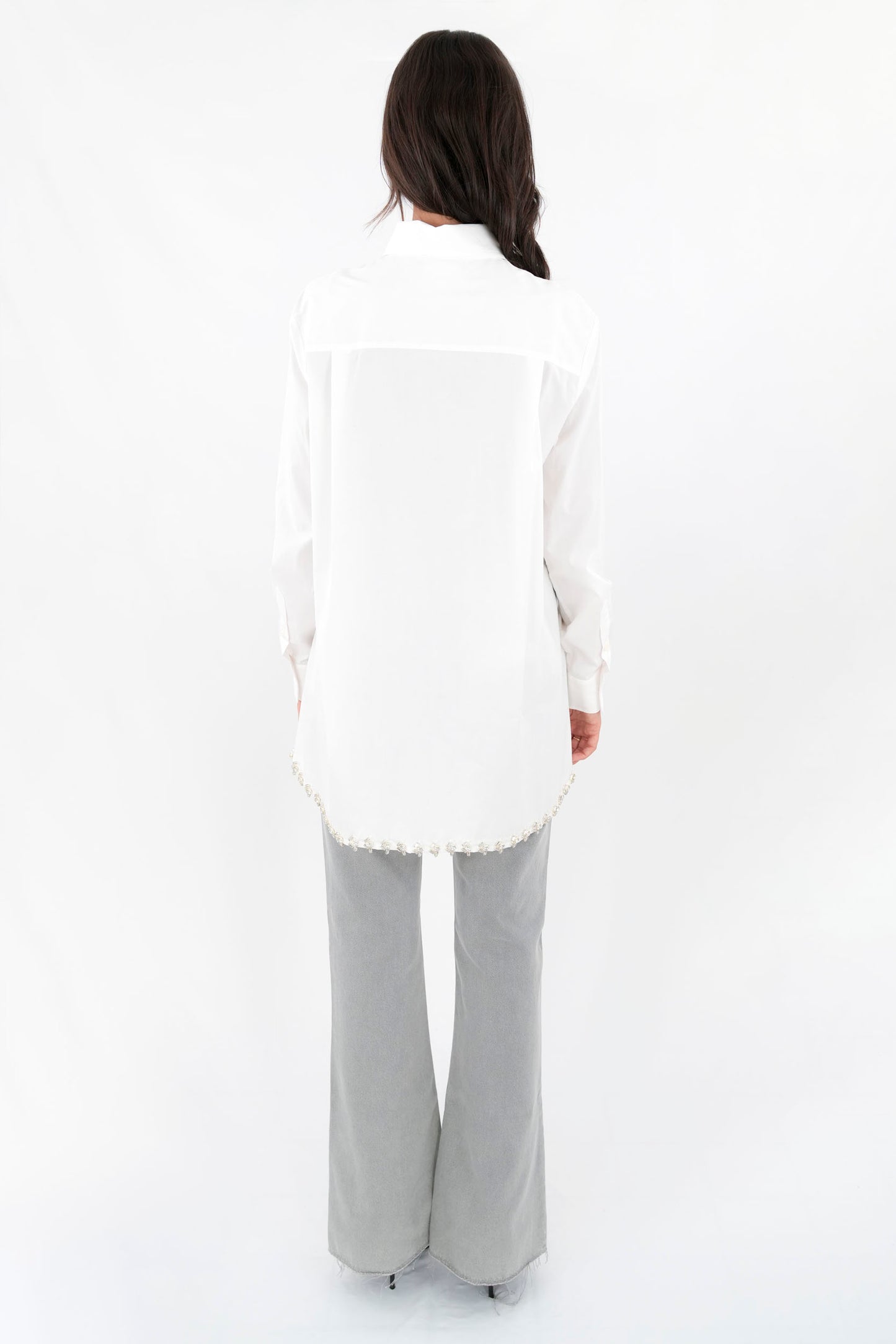 Camicia lunga con applicazioni di svarovsky