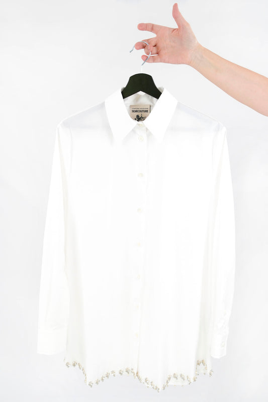 Camicia lunga con applicazioni di svarovsky
