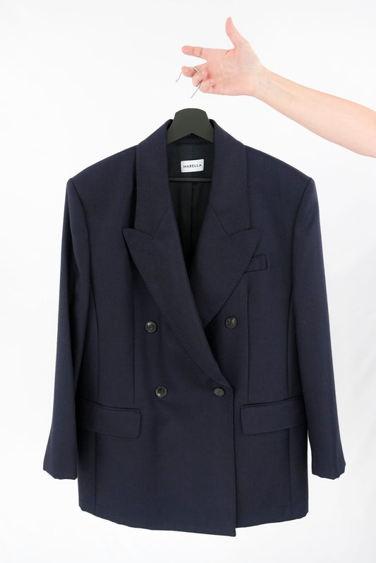 Blazer doppiopetto oversize con impunture