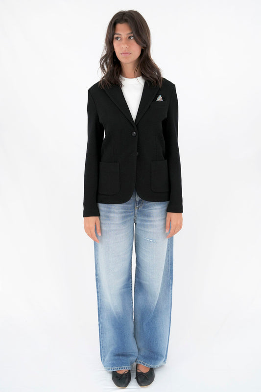 Blazer slim fit tessuto operato