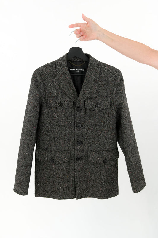 Giacca stile militare in tweed spinato