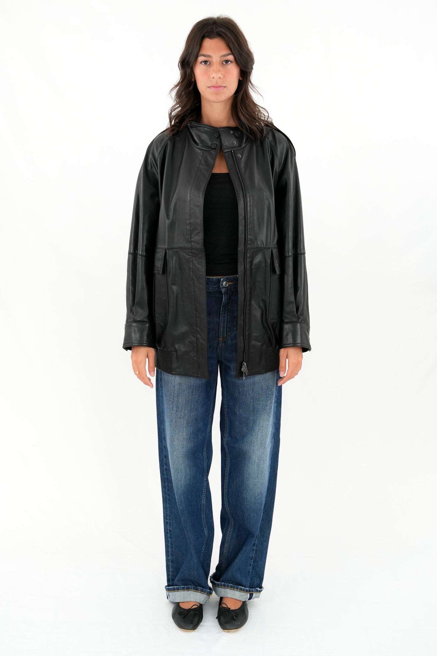 Bomber oversize in pelle