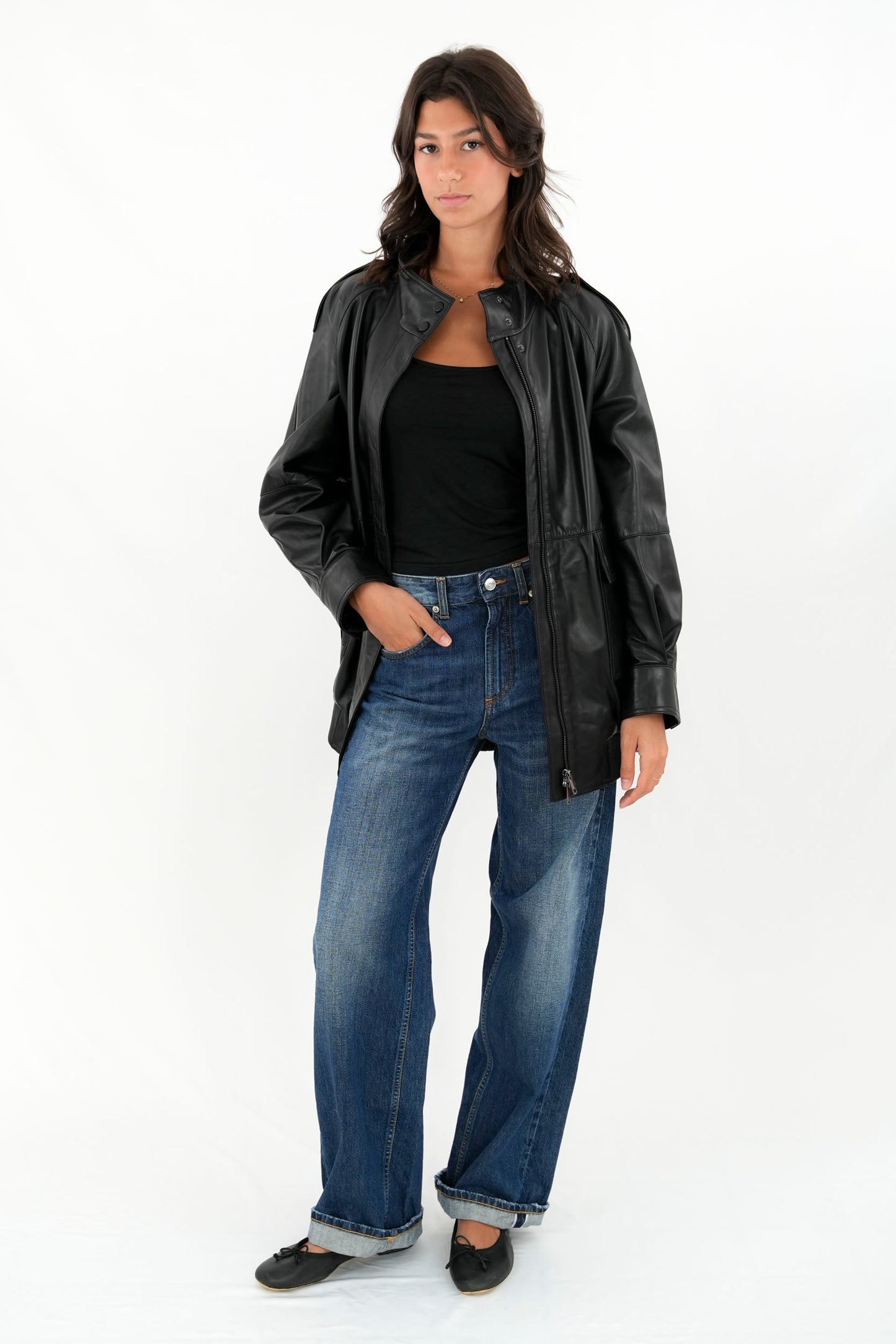 Bomber oversize in pelle