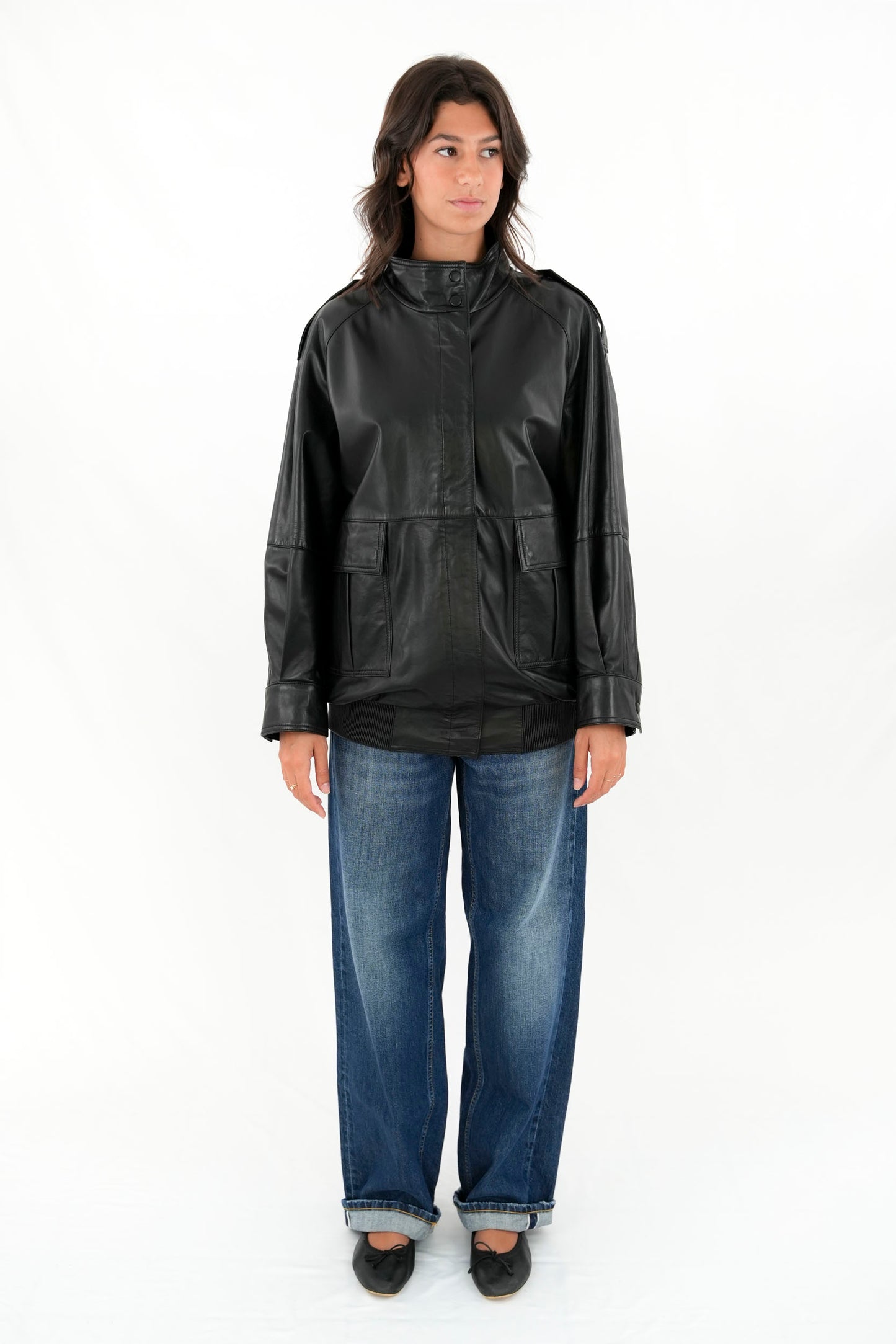 Bomber oversize in pelle