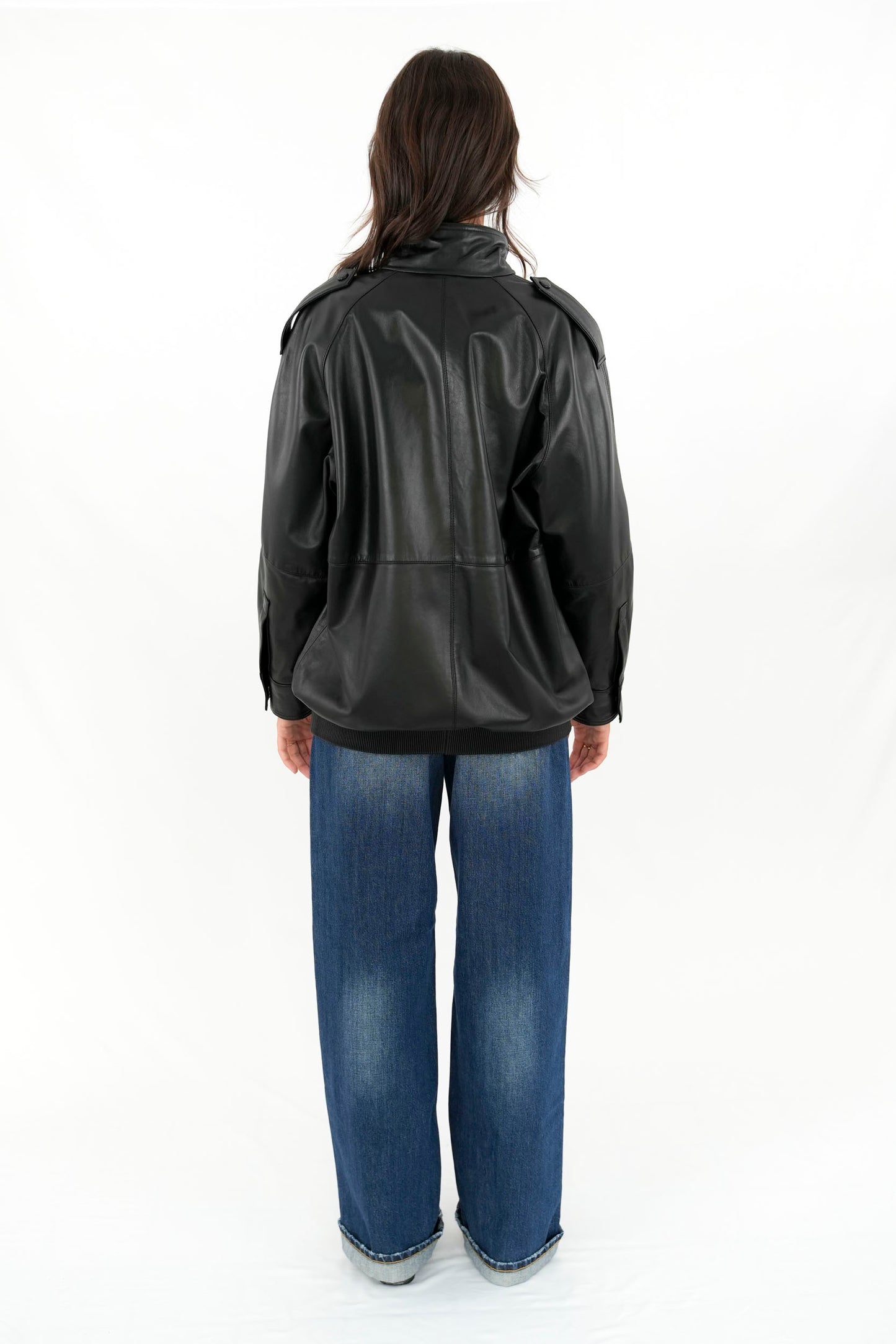 Bomber oversize in pelle