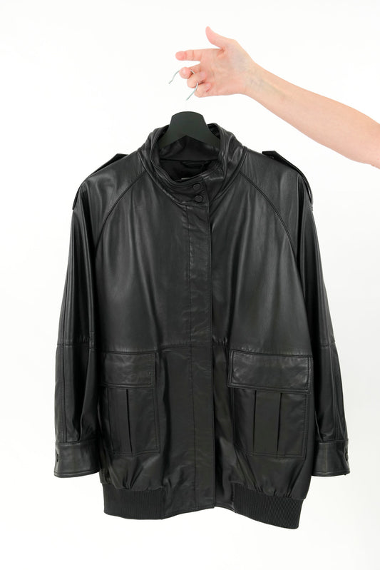 Bomber oversize in pelle